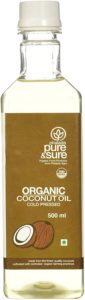 Pure & Sure Organic Coconut Oil, 500 ml Best Organic Coconut Oil in India