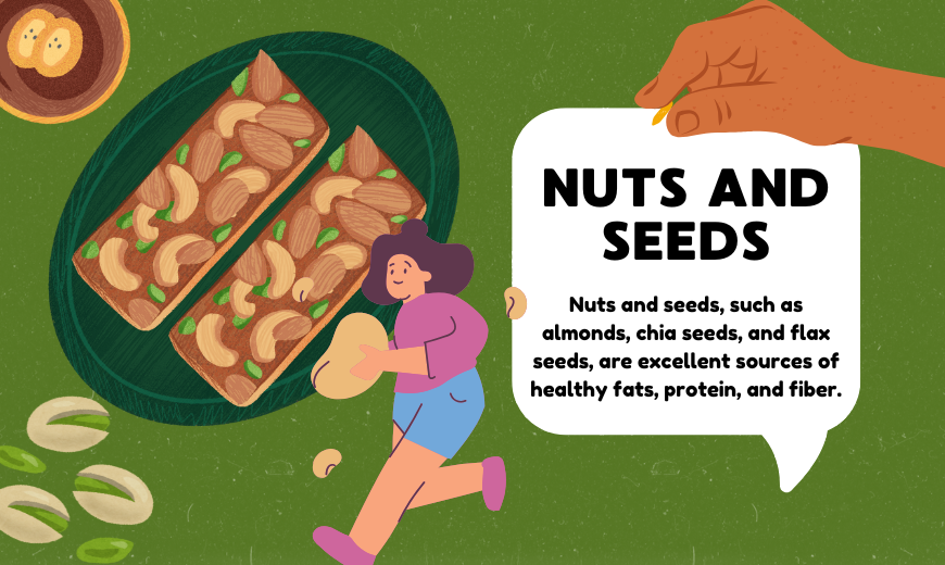 Nuts and Seeds liked almonds, chia seeds, Nutrient Rich Food for your body in your daily diet with daily syrup